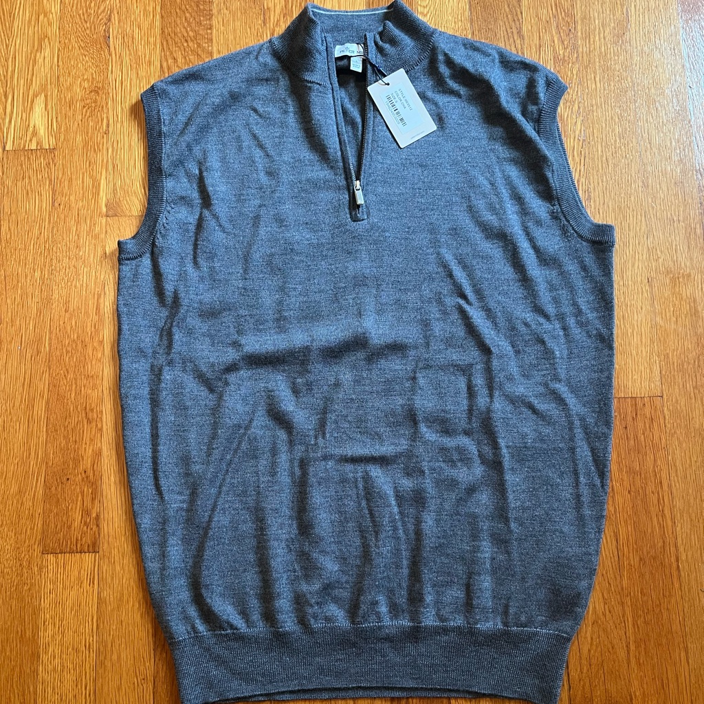 Nwt Peter Millar Vest Men S Grey Autumn Crest 1/4 Zip Sweater 75% Merino Wool